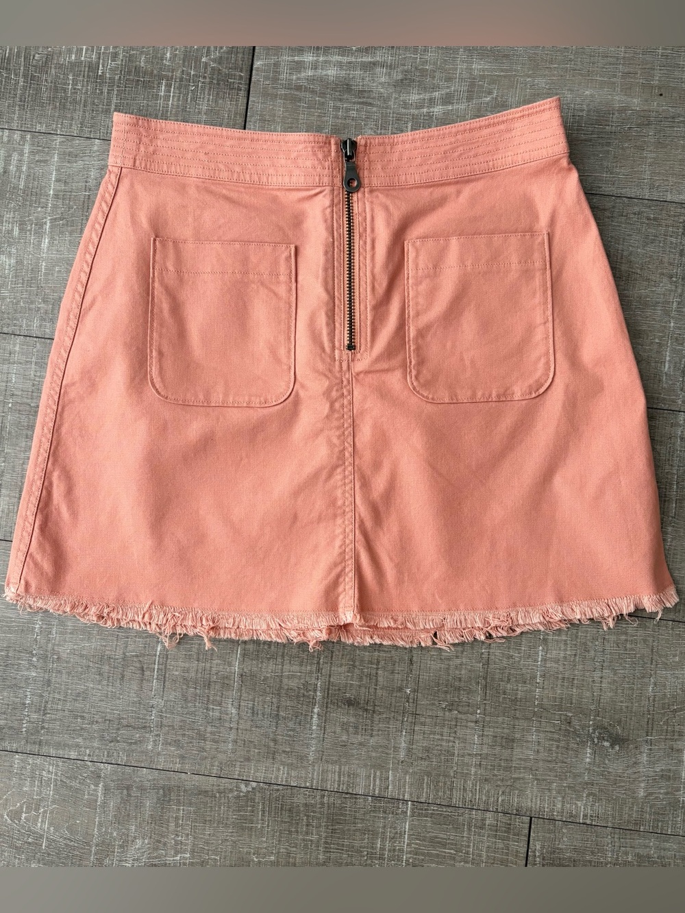 Madewell Coral Pink Denim Mini Skirt with Front Zip